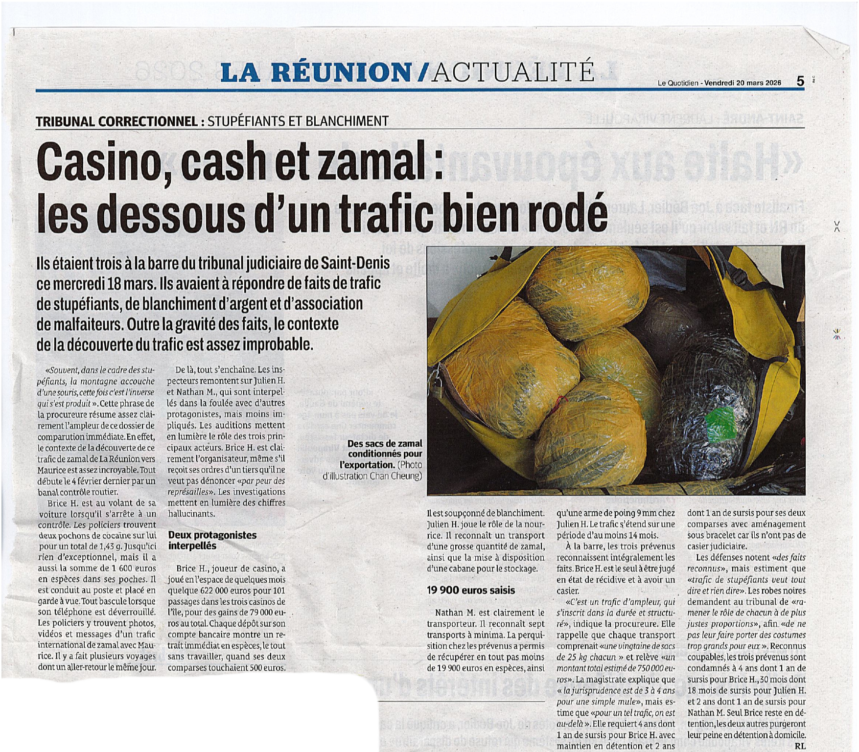 Trafic de Zamal - Trois Bassins - 18 03 2026